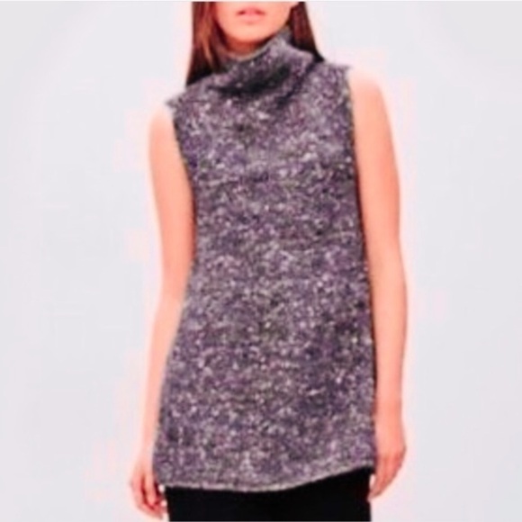 WILFRED Aritzia Durandal Marl Sleeveless Mock Neck Wool Silk Merino Sweater - Picture 1 of 11